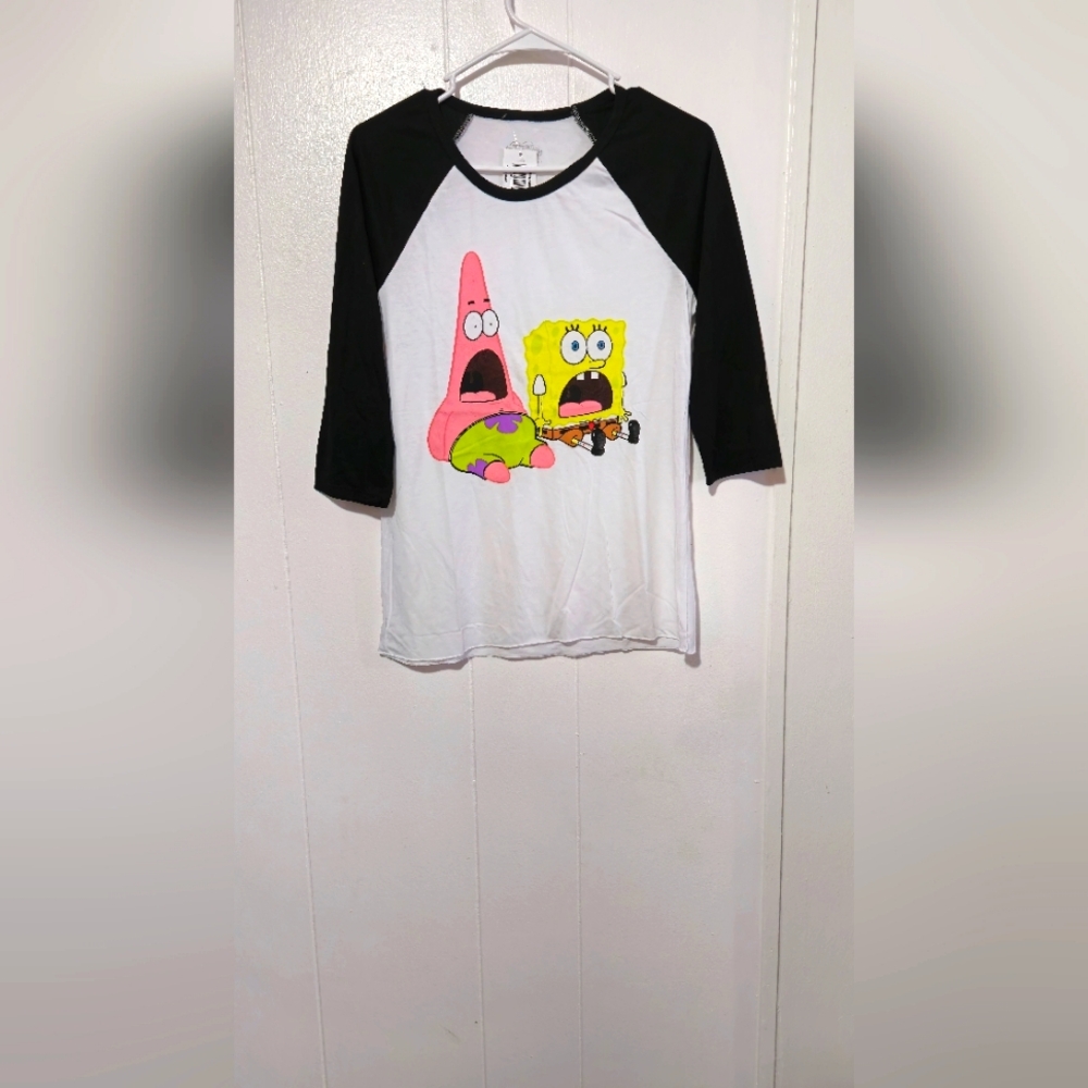 SpongeBob Squarepants Black and White Long Sleeve Tee